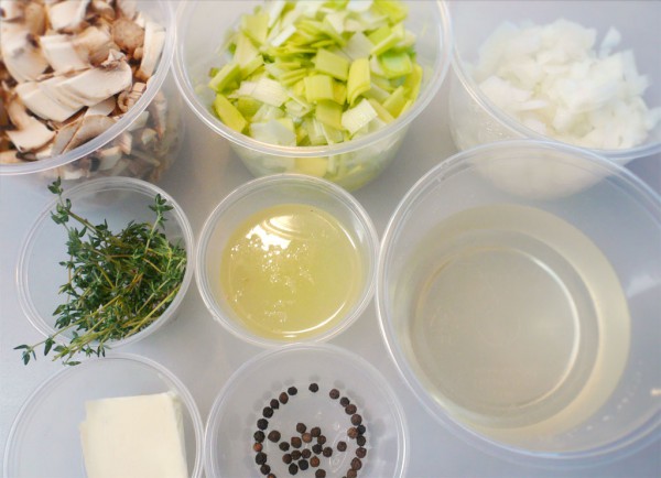 Mise-en-place for fish stock