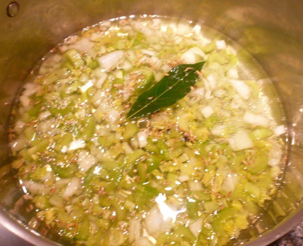 Add vermouth to the mirepoix