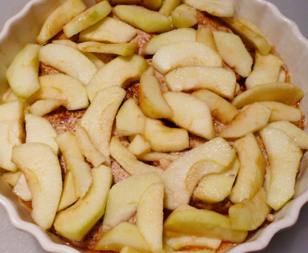 Porkchops covered with apple slices